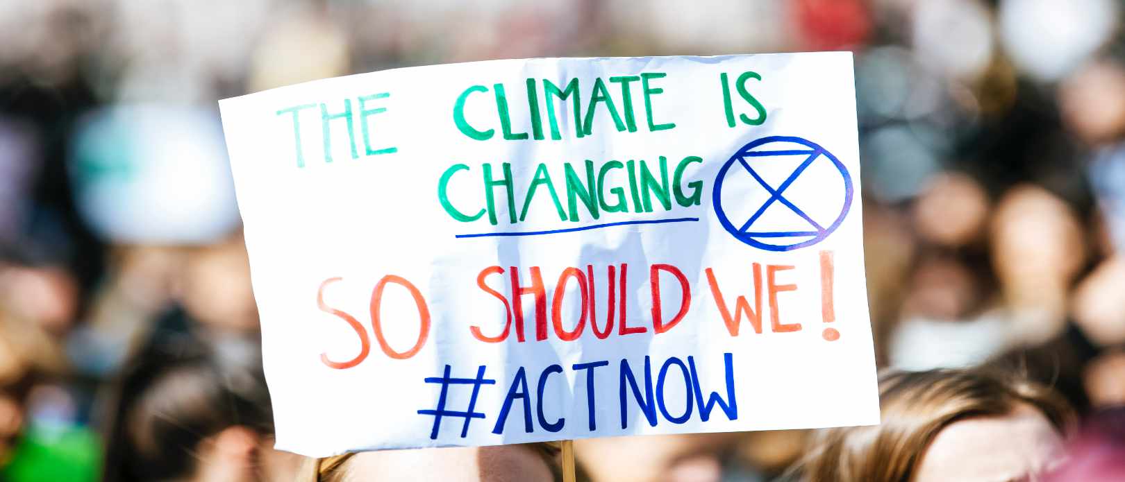 Person holding The Climate is changing sign